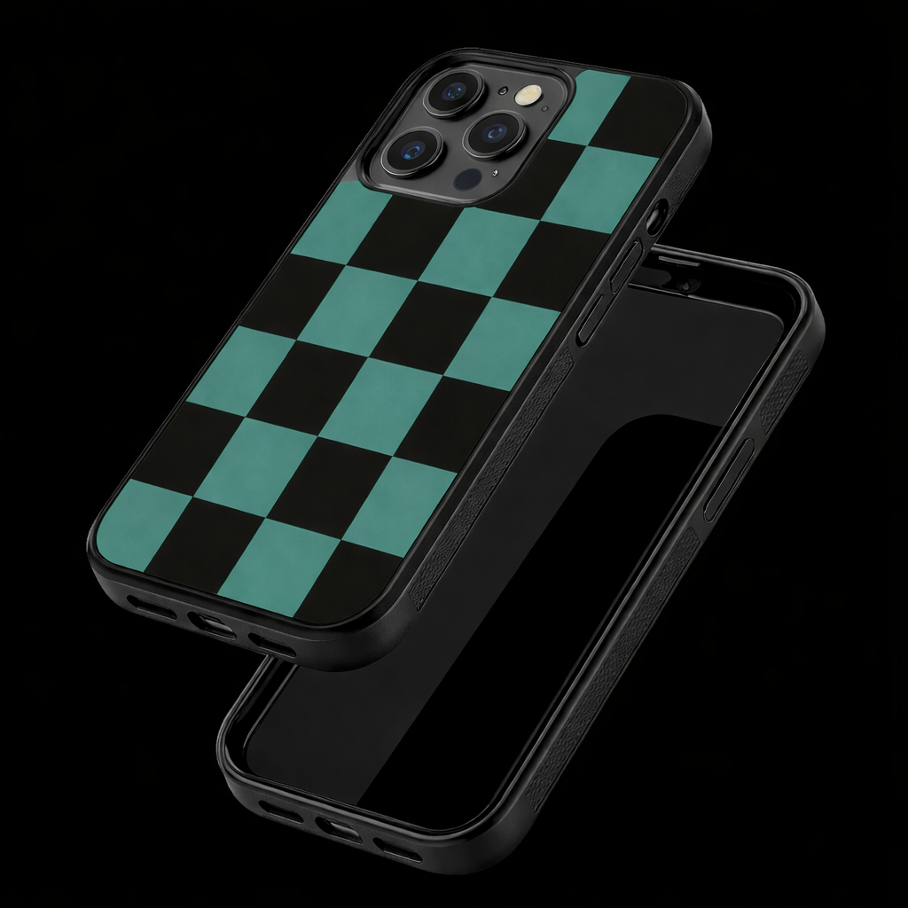 Funda de teléfono a cuadros de anime