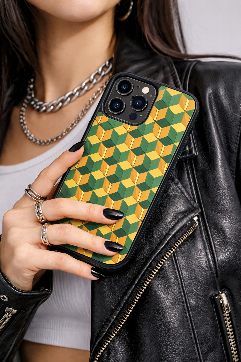 Giyu-Inspired Geometric Anime Phone Case