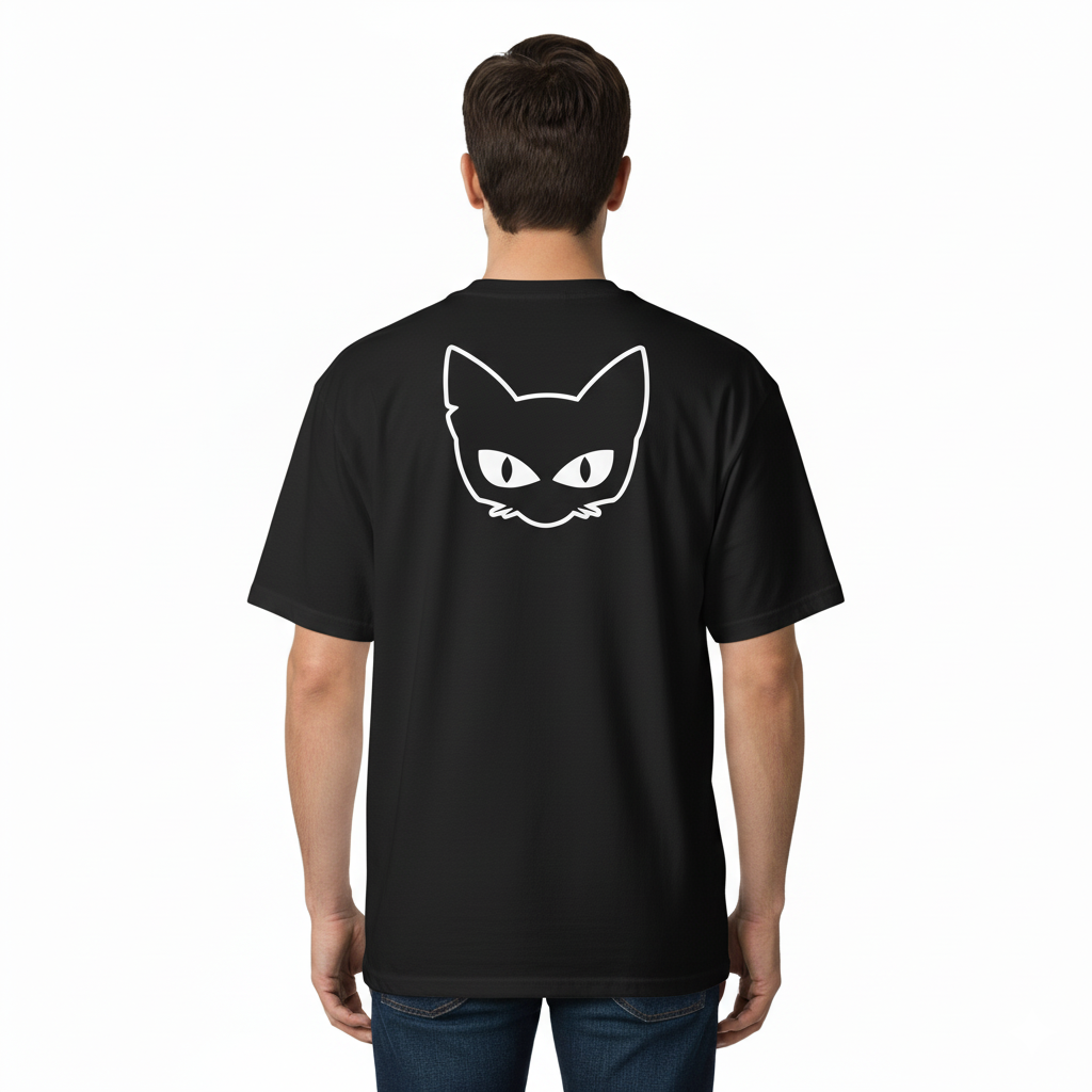 ഓവർസൈസ്ഡ് സ്ട്രേ ക്യാറ്റ് ഗ്രാഫിക് ടി-ഷർട്ട് (ഫ്രണ്ട് &amp; ബാക്ക് പ്രിന്റ്)